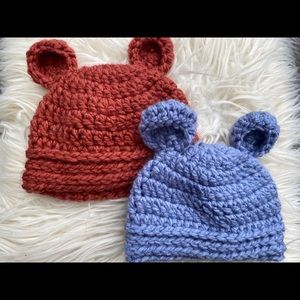 Handmade newborn hat with ears 2pk